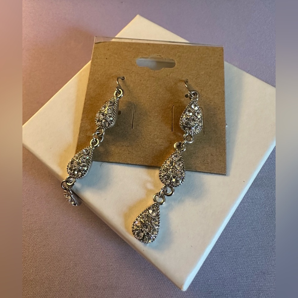 Silver Teardrop Dangle Earrings